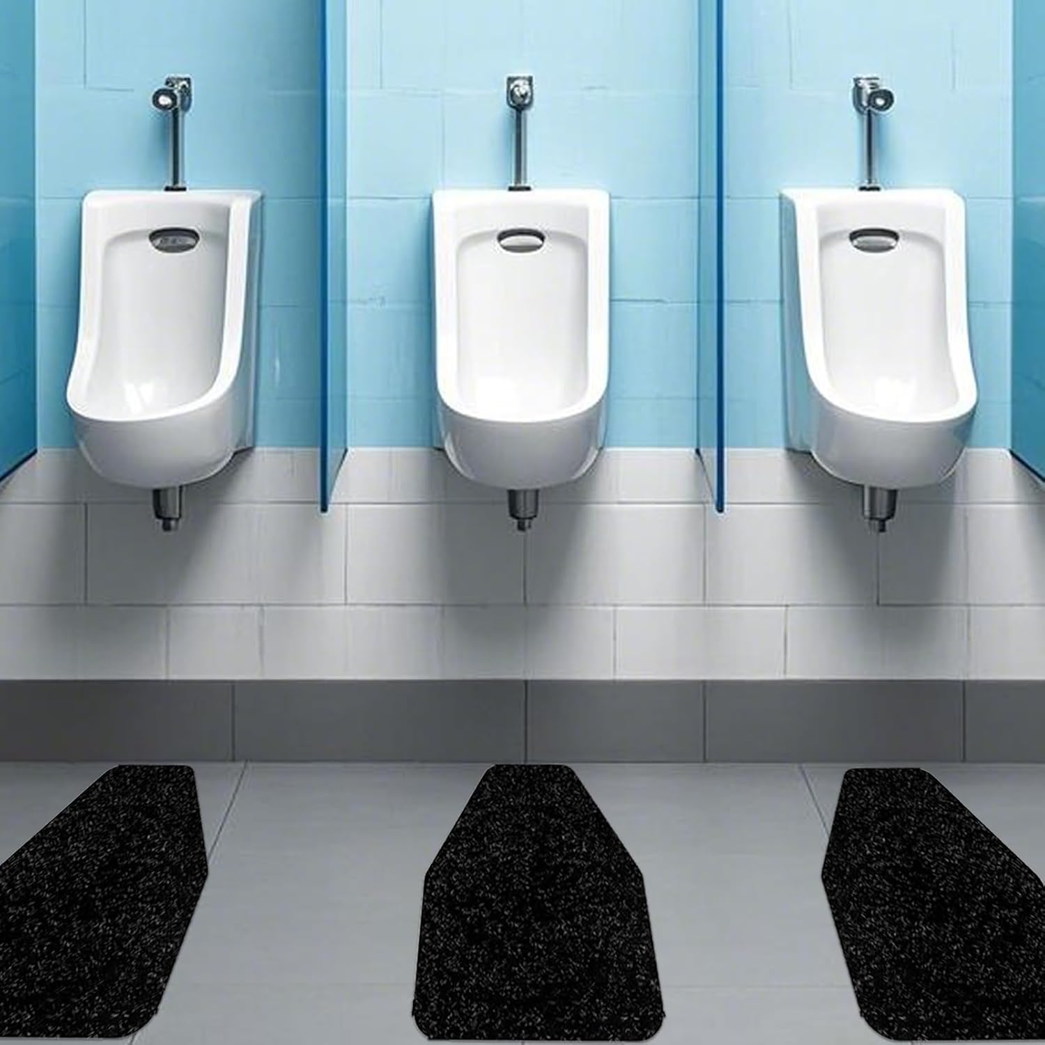 Urinal Floor Mat Set, 6 Piece Highly Absorbent Rubber Pads, Durable Toilet Mat with Non Slip Design, Restroom Accessory with Easy Clean Feature, Floor Protection Tool for Public Restroom Hospital