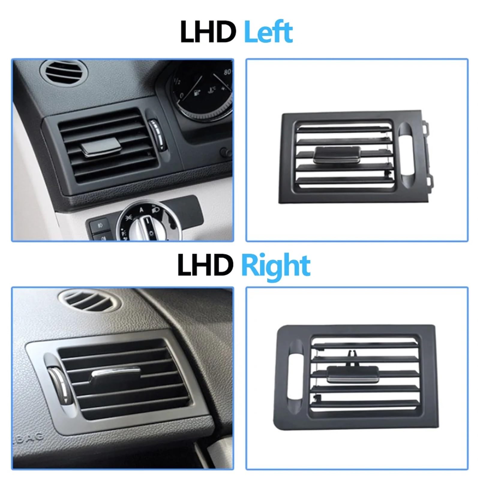 Pokrywa kratki wentylacyjnej LHD RHD W204 konsola klimatyzator AC Vent Grille Panel pasuje zamiennik do Mercedes Benz klasy C C180-C350 2007-2011 AC (średnia standardowa) (LHD po prawej)