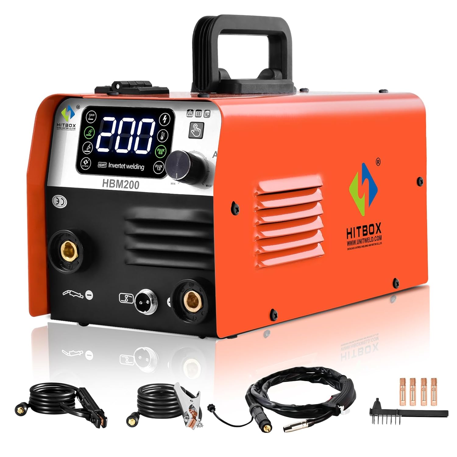 HITBOX 200A 240V Mini MIG Welder Flux Core Welder MIG ARC 2 in 1