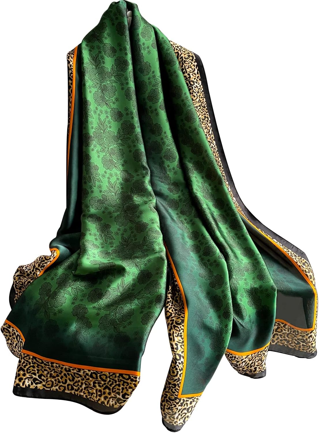 NUWEERIR Womens 100% Large Mulberry Silk Scarf Long Satin Scarf Fashion Designer Scarf Lightweight Wraps