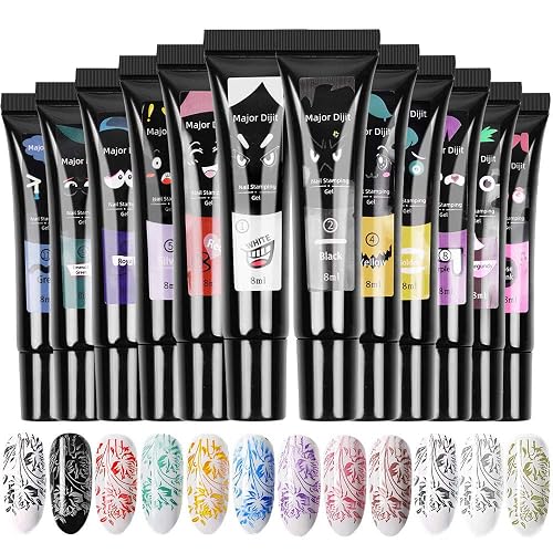 Major Dijit 12 Colors Stamping Nail Polish Gels 8ML