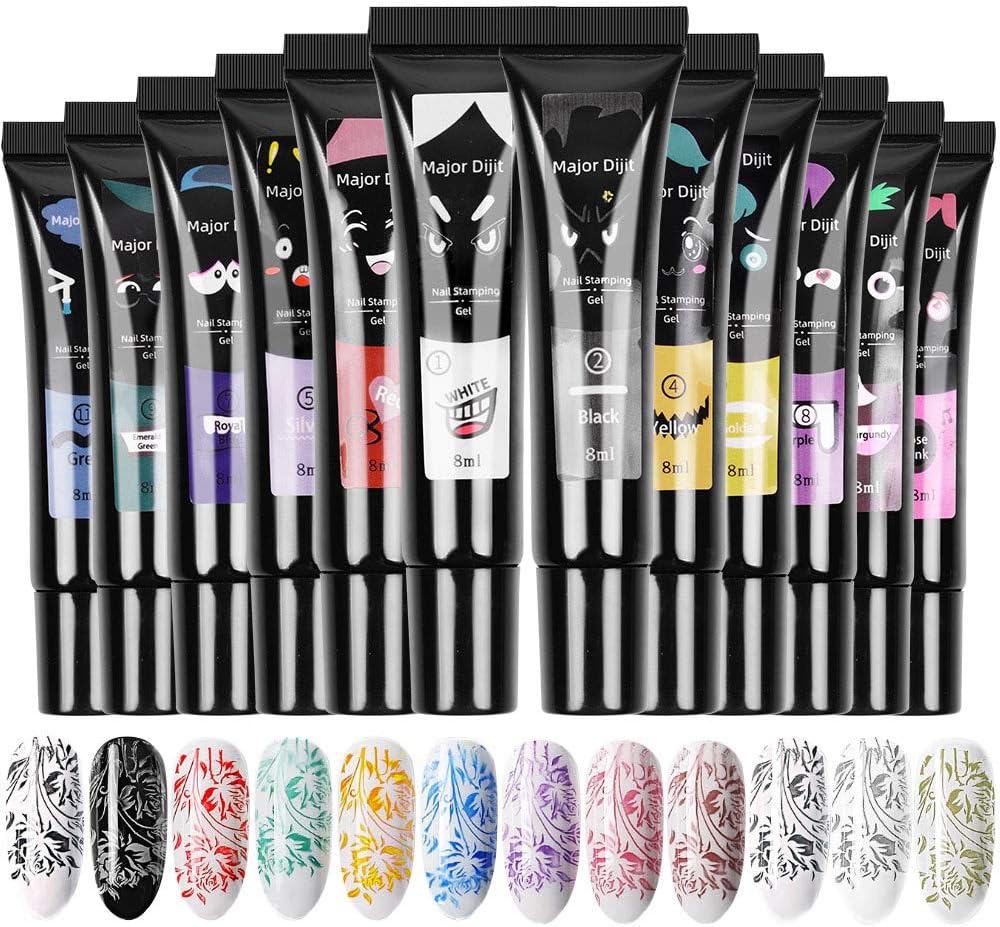 Nail stamping polish gel 8ML Nail Art UV Gel Polish for Nail Stamp Plate 12 Colors
