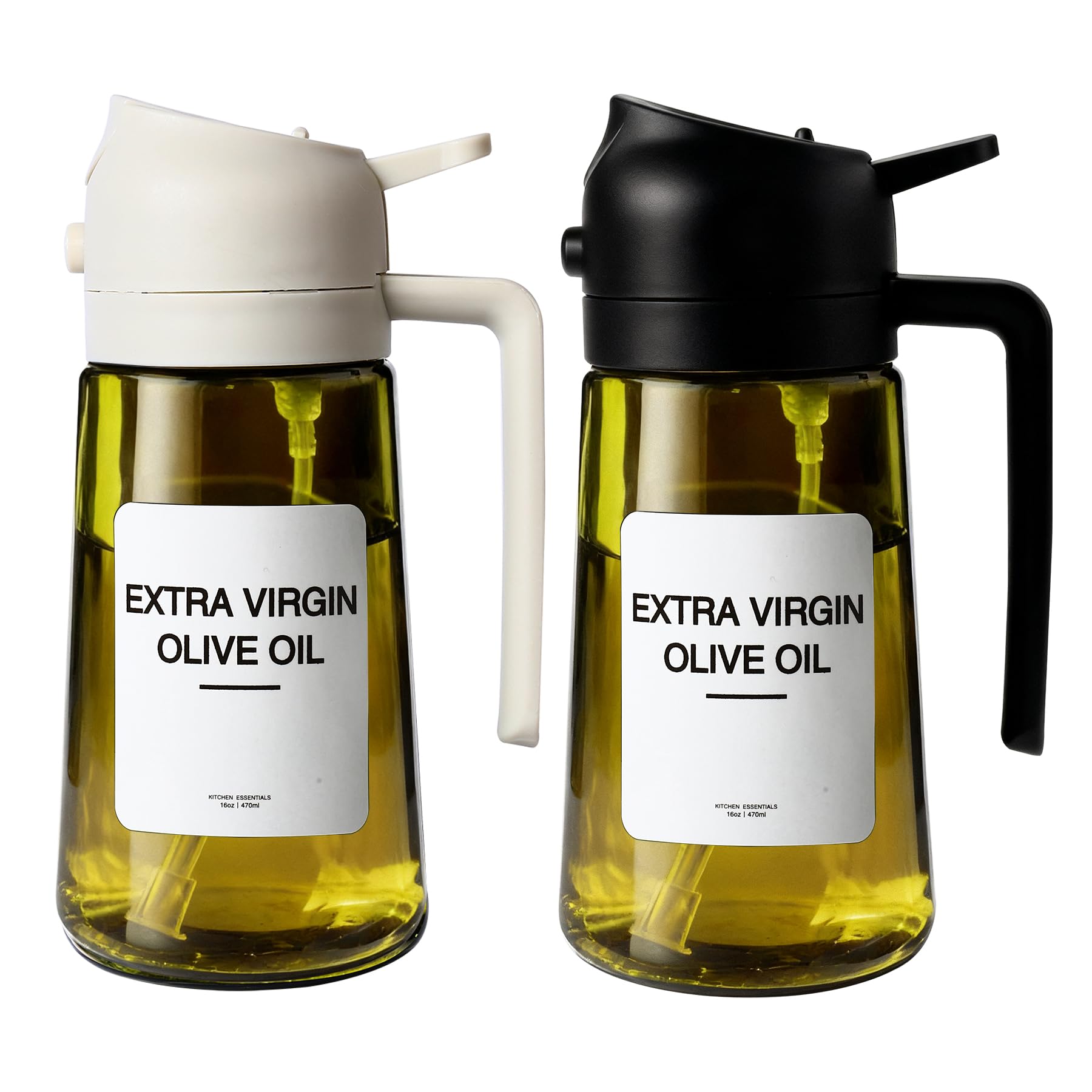 Novent Ölsprüher für Speiseöl – 470 ml Glas, lichtdichter Öl Sprühflasche für Küche, Luftfritteuse, Kochen, Salat und BBQ (Schwarz)