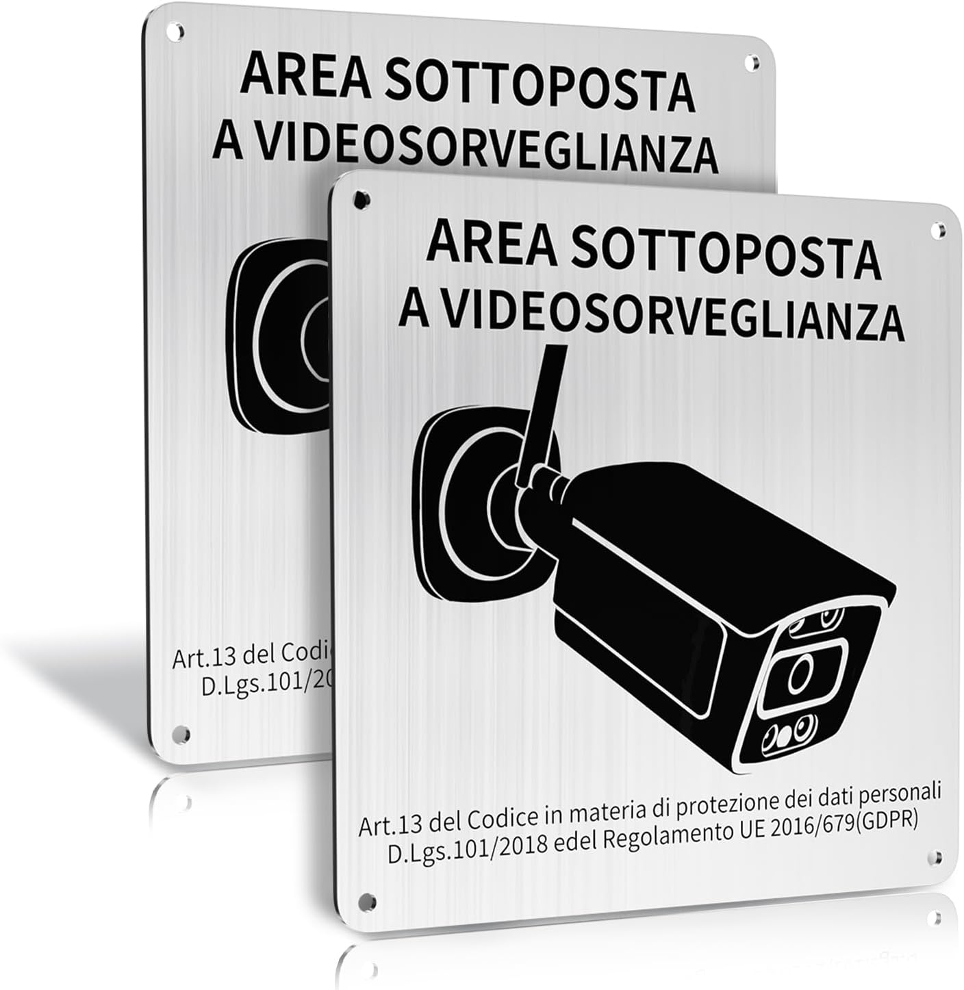 CARTELLO IN ALLUMINIO AUTOADESIVO 'AREA VIDEOSORVEGLIATA CON DECRETO Legge Dimensioni Mm 200x - Foto 6