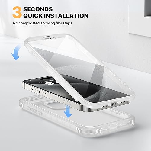 Miniatura 51 de Diaclara - Funda diseñada para iPhone 15 Plus de 6.7 pulgadas, transparente, cuerpo completo, con protector de pantalla, resistente de protección