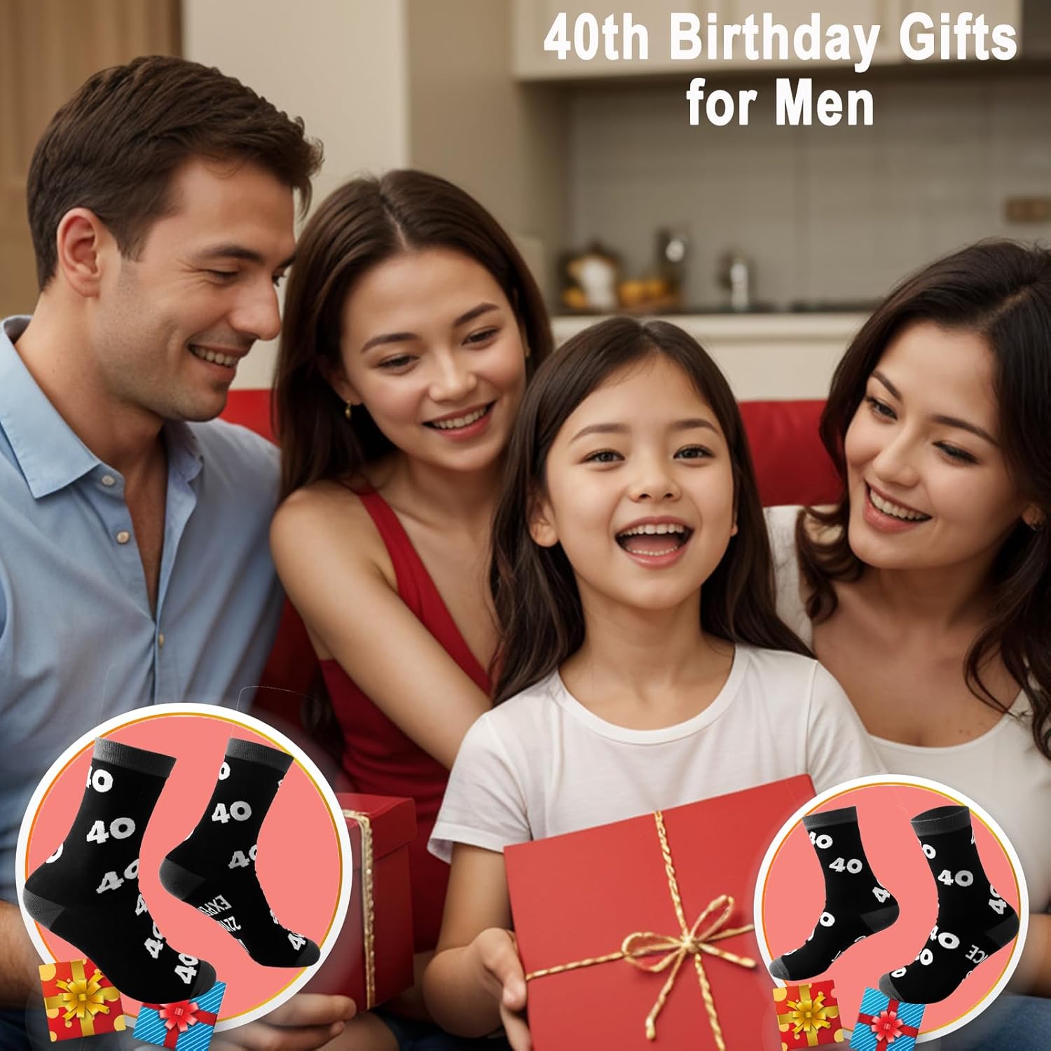 Stitched Novelty Funny Socks for Dad husband Father, 30th 40th 50th 60th 70th 80th 90th Birthday Gifts for Men - Image 2