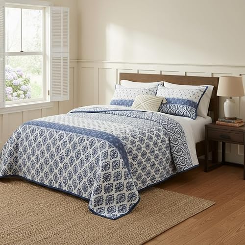 Vista 9 de Juego de edredón bohemio Queen, edredón 100% algodón, tamaño Queen, color beige, bohemio, estampado a rayas, ligero, reversible, para todas las Avena