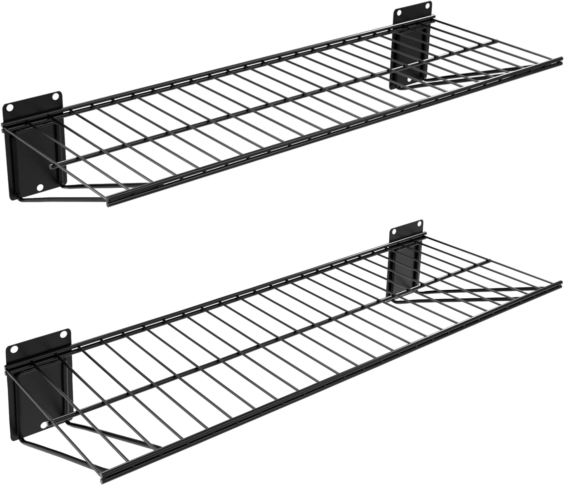 Dobures 2 Pack 24'' x 11'' Wall Mounted Storage Shelves - Metal Garage Shelves, Max Load 90lb Black