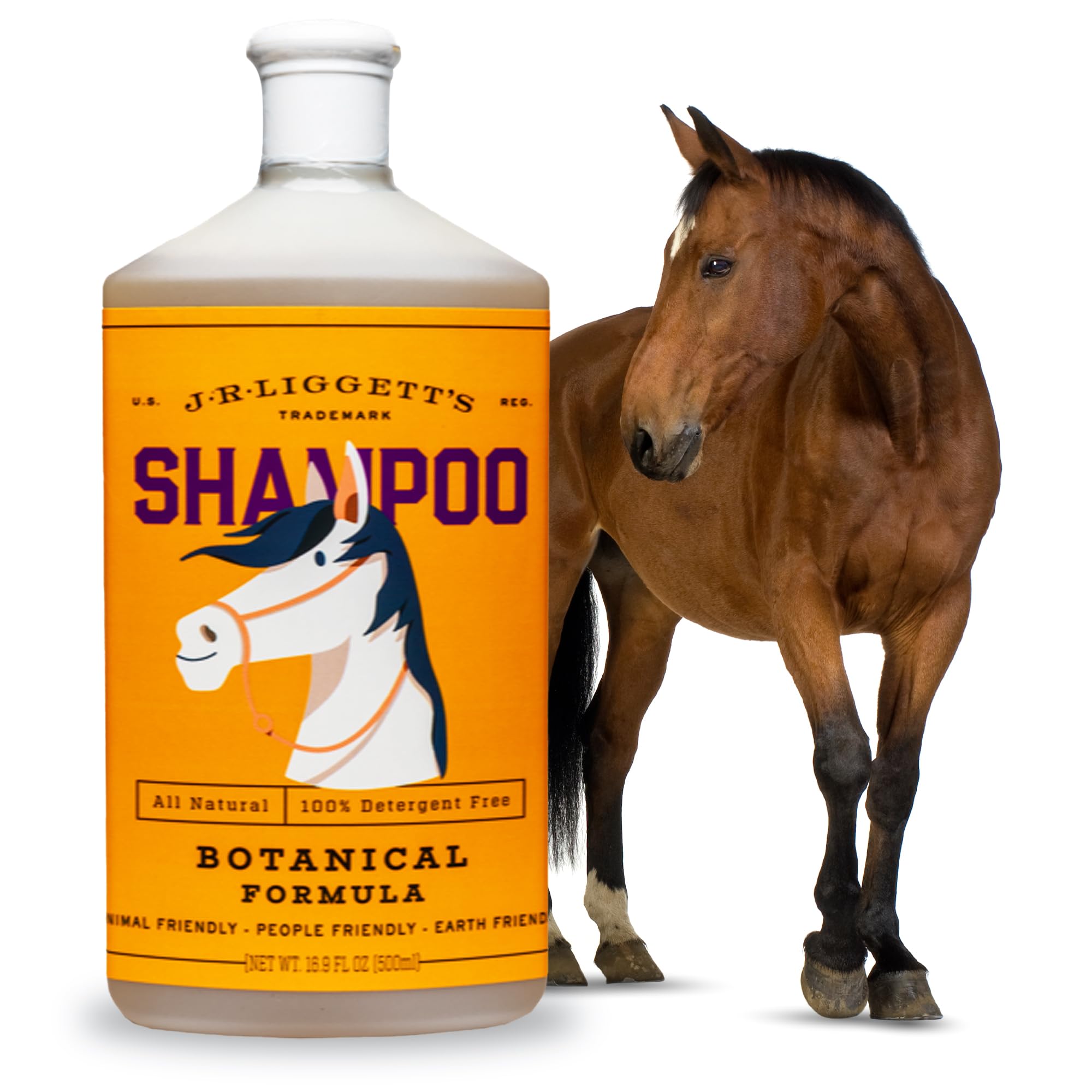 J·R·LIGGETT'S Botanical Horse Liquid Shampoo for Sensitive Skin | Hypoallergenic Biodegradable Shampoo Formula for Horses | 100% Eco-Friendly | Detergent-Free Horse Supply | 16.9fl.oz