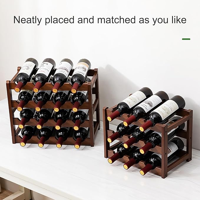 Estante para vino de bambú, soporte para 16 botellas, 4 niveles miniatura 3