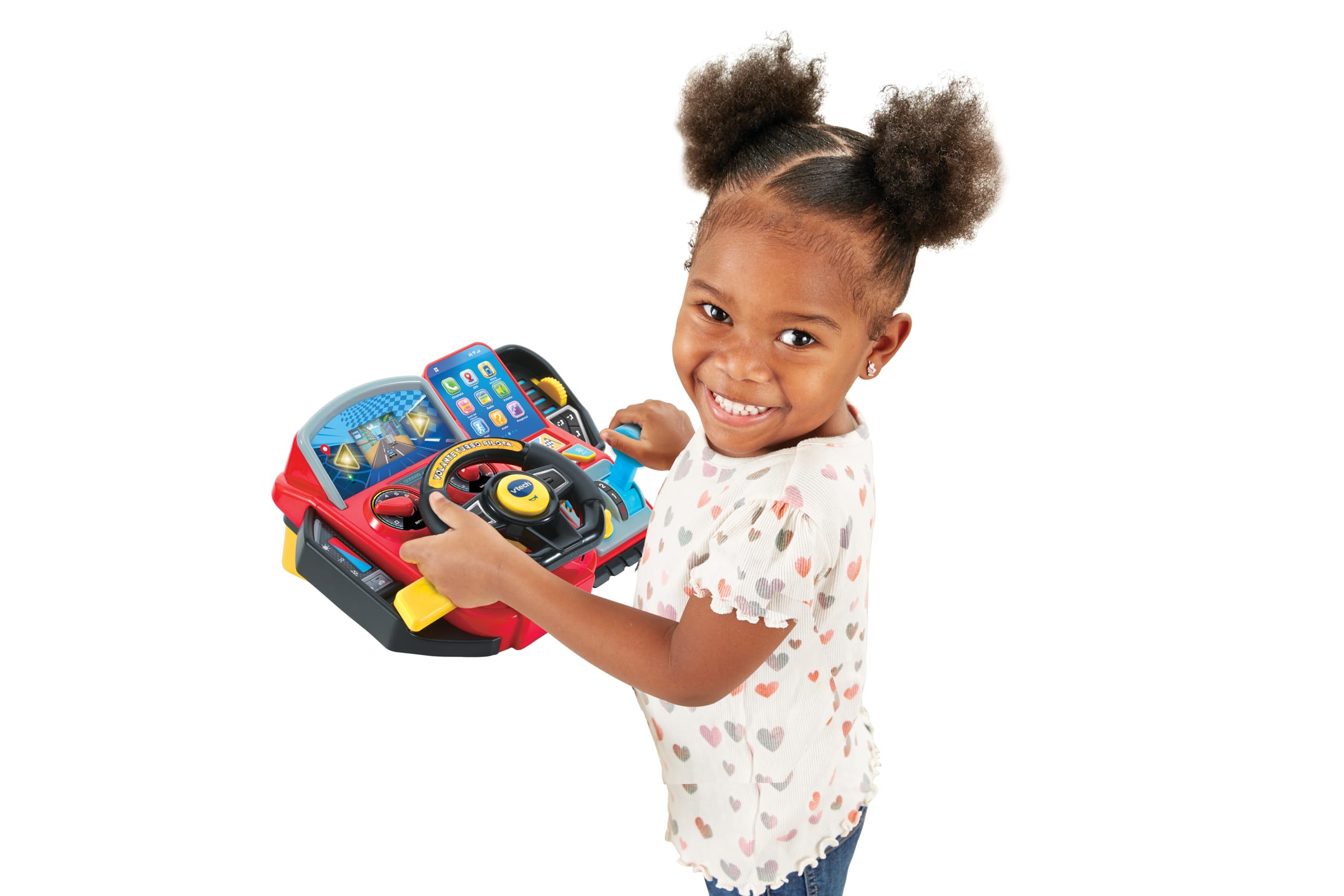 VTech Kierownica Turbo Pilot, kierownica dla dzieci z interaktywną deską rozdzielczą, ponad 20 gier edukacyjnych i 9 obwodów, ekran LCD, klakson i wskaźnik kierunku, język włoski, baterie w zestawie | 20 gier edukacyjnych, 9 obwodów, ekran LCD, klakson, w