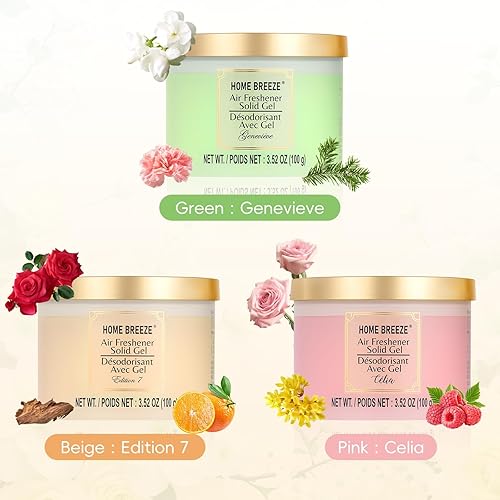 Miniatura 2 de Ambientador de gel sólido, 3 unidades, fragancia Pink Celia Designer Fragrances elimina olores en baños, áreas de mascotas, barcos, casas rodantes y