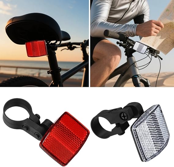 8Pcs Bike Reflector Set, Front Rear & Wheel Spoke Reflectors with Mounting Brackets, Universal Cycling Reflectors for Mountain Road Bikes Night Visibility