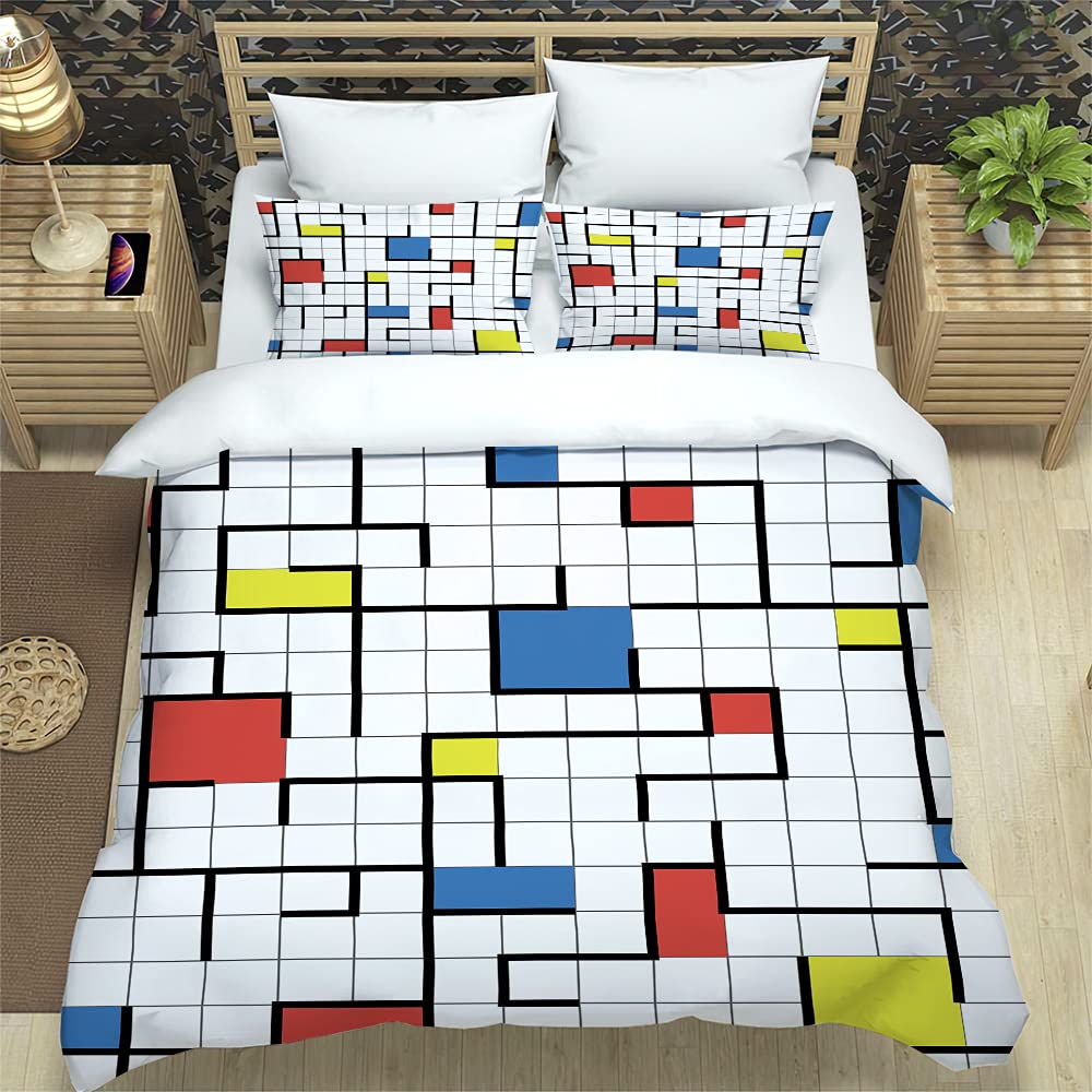 Housse de couette 240 x 260 réseau bleu pour stopper la couette qui glisse avec fermeture éclair