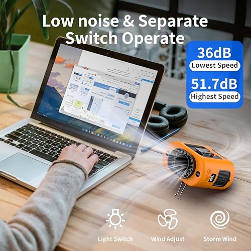 Miniatura 7 de Socool - Ventilador de cintura portátil de 14500 mAh con rotación de 360, mini ventilador personal recargable con clip personal para camisa, 67