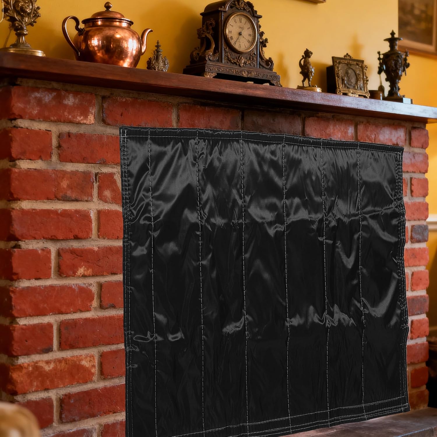 Generic Fireproof Cover Draft Guard - Windproof Thermal Barrier Draft Stopper Winter Fireplace Insulated Blanket for Home Gatherings 45.59x34.19x1.97