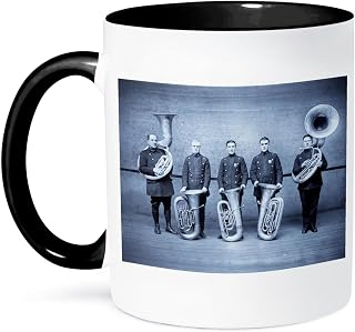 3dRose Tuba Cops Cyan tone 15oz Two-Tone Black Mug