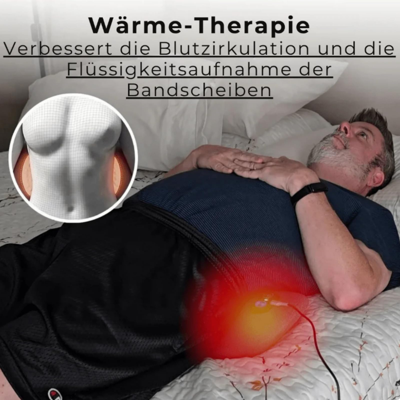 ergopur 3-Zonen Ergoflow Tiefenmassagegerät – 3-in-1 Rückenmassagegerät mit Wärme, Vibration & Dehnung, Tragbares Massagegerät für Nacken & Schultern zur Entspannung (Dunkelgrau)