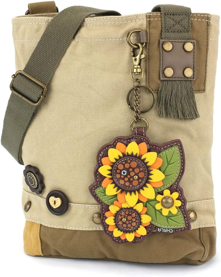 CHALA Patch Cross-Body Women Handbag, Canvas Messenger Bag - Sunflower Group - Sand
