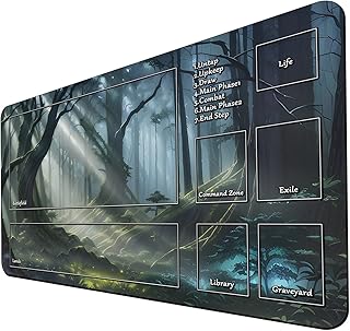 MTG Game Playmat, TCG Play Mat for MTG TCG 24 x 14 inches Trading Card Inked Game Playmats with Storage Bag Smooth Rubber Surface Battle Game