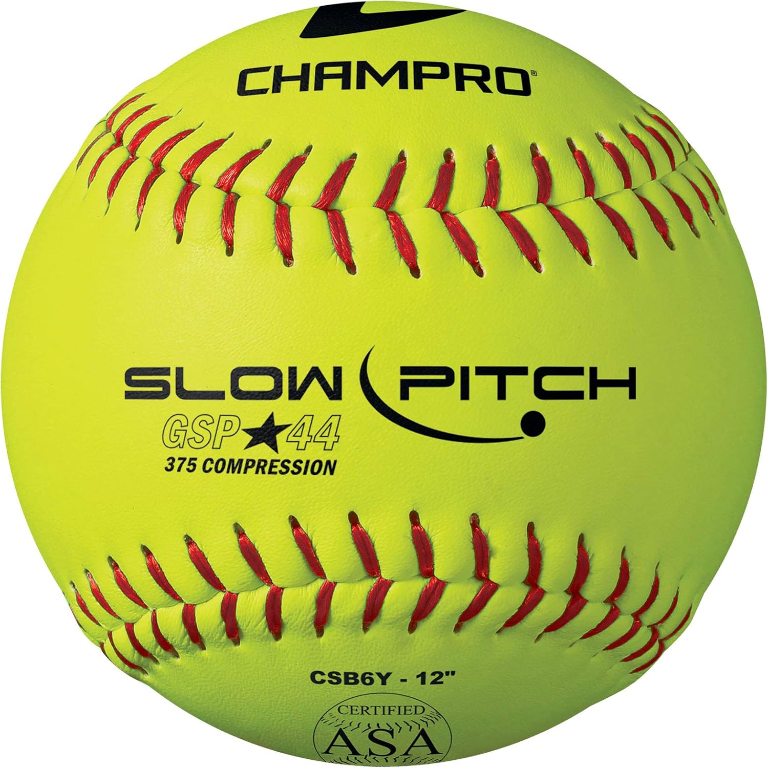 Champro Game ASA Slow Ptich .44 COR, 375 Compression, Poly Synthetic Cover, Red
