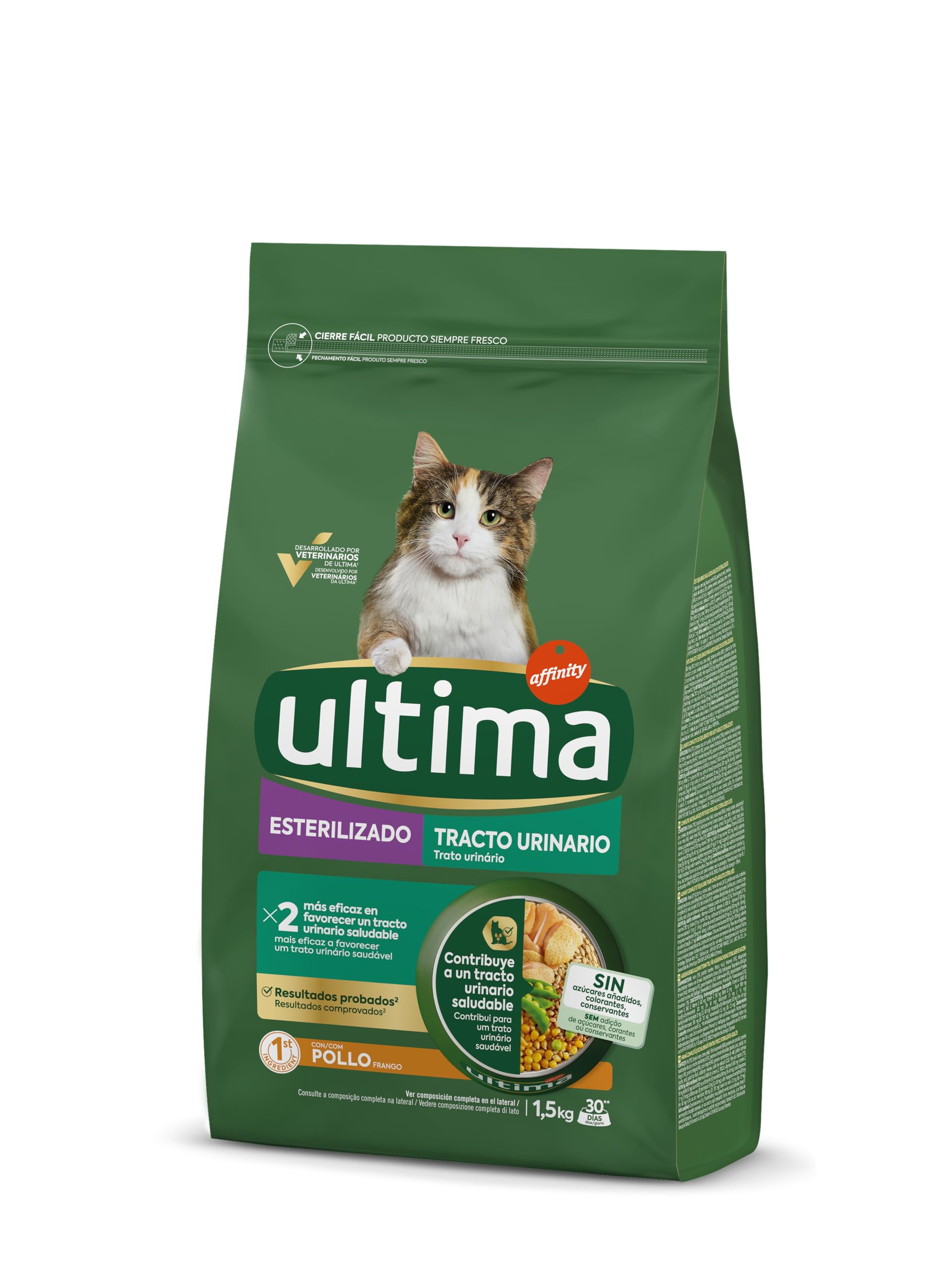Ultima Cibo per Gatti Sterilizzati per Prevenire Problemi alle Vie Urinarie con Pollo - Confezione da 4 x 1,5 kg - Totale: 6 kg