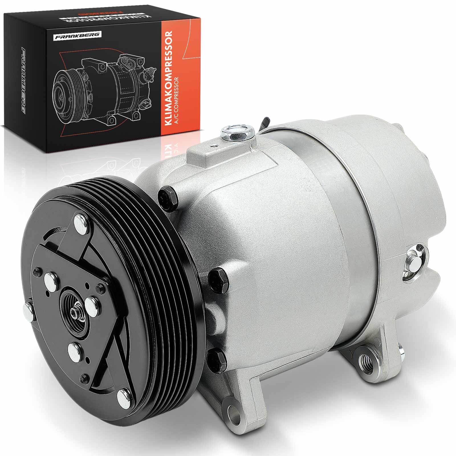 Frankberg Compressore dell'aria condizionata con frizione Compatibile con Golf IV 1J1 Polo Classic 6V2 II MPV 9K9B A3 8L1 Octav.i.a I 1U2 Replace# YM2H19D629BB, compreso l'olio preconfezionato | Compatibile con: A.l.h.a.m.b.r.a Van 7V8 7V9, Golf IV Varian