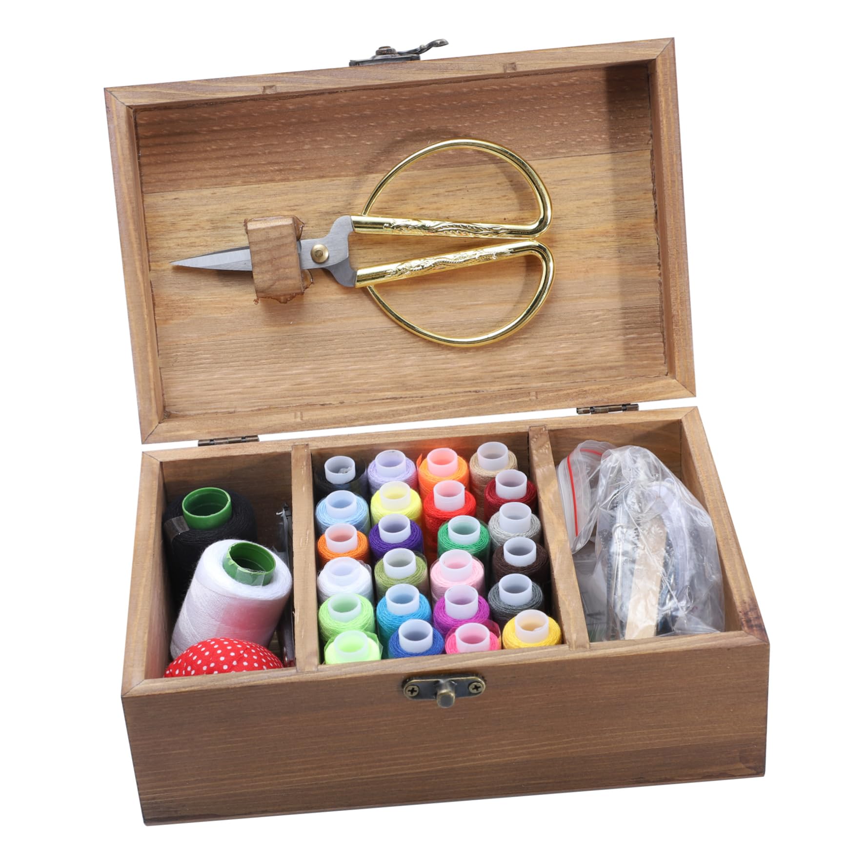 SHINEOFI 1 Caja De Juego conjunto de caja de costura cajas de almacenamiento de agujas suministros de costura portátiles costureros vintage costureros completos kit de costura