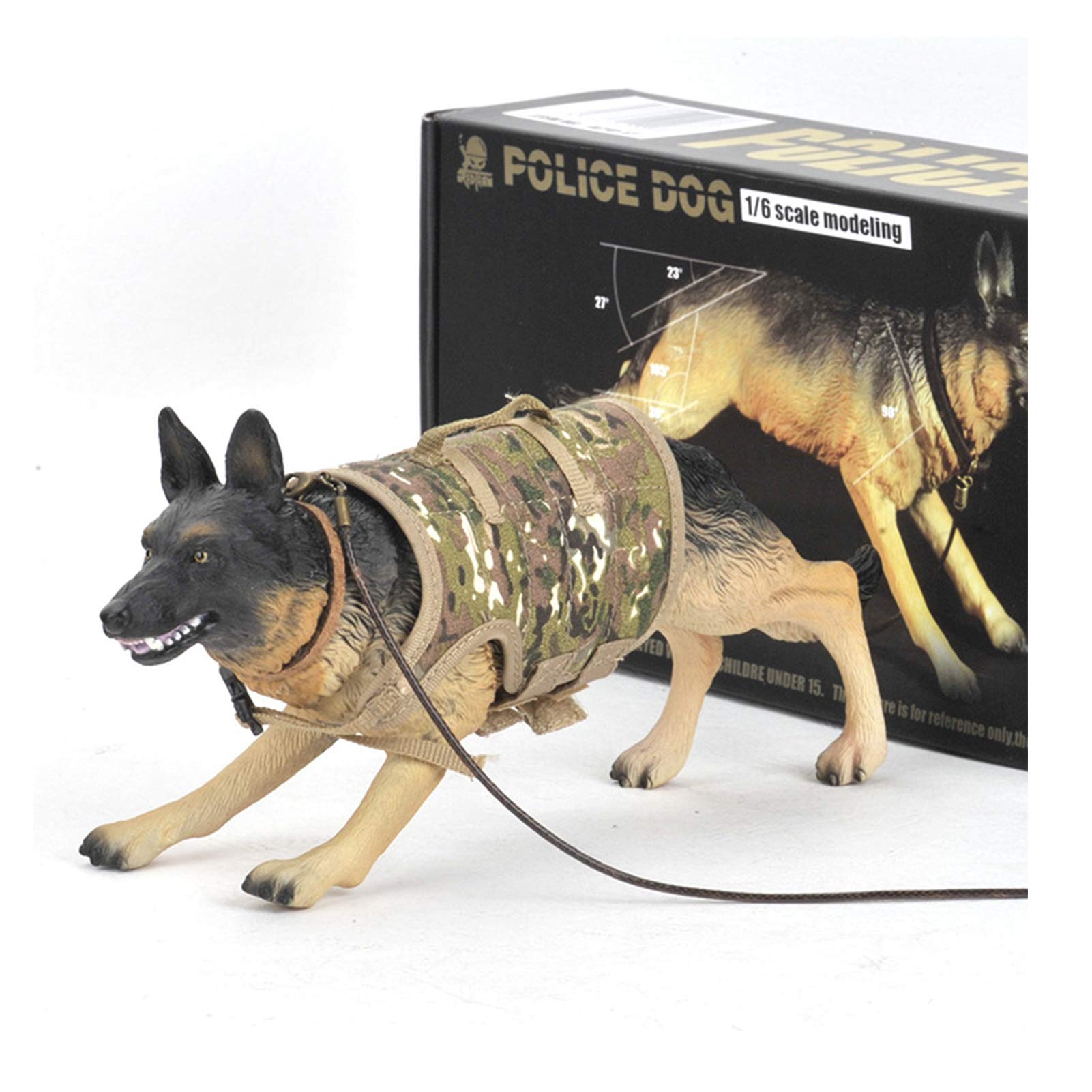 Leying 1/6 Scale German Shepherd Dog Police Dog Soldier Military Scene Decoration Collection Realistic Toys (B)