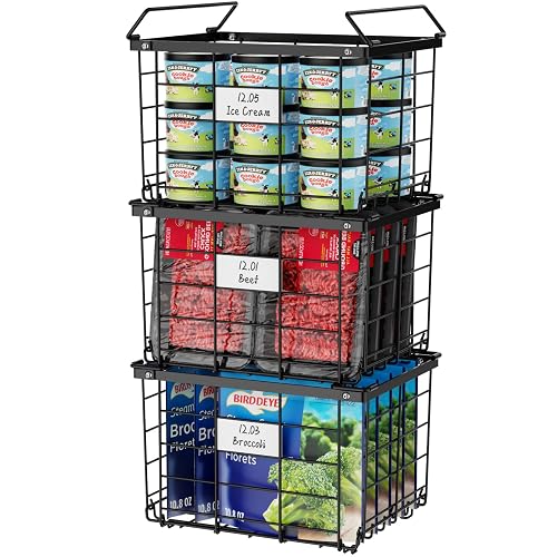 iSPECLE Freezer Organizer Bins - Stackable for 3.5 Cu.ft Freezer,