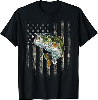 Camo American Flag Bass Fishing T-Shirt