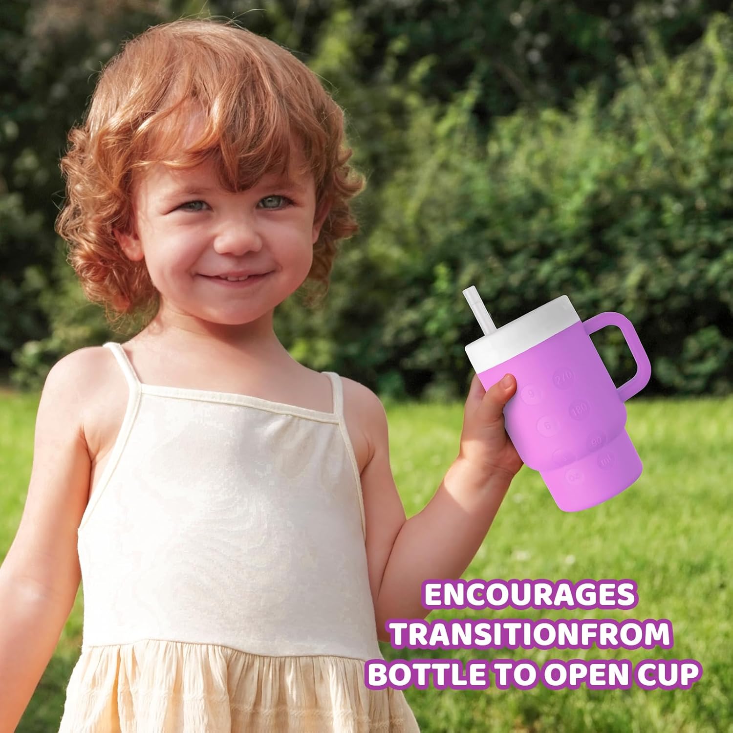 Tumbler Silicone Sippy Cup for Toddler with Straw and Handle, Water Bottle for Baby& Infant,9oz Kids Cups Spill Proof,BPA Free,Toddler Travel Essential, Purple - Image 7