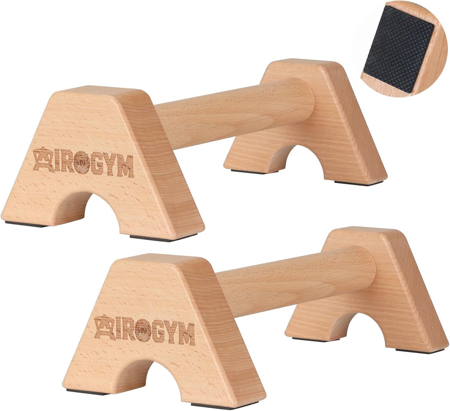 Wooden Push Up Bars for Calisthenics Equipment - Non-Slip Beech Wood Parallettes for Floor Strength Training, Handstand & Home Gym Workout - Support 550 LBS Heavy Duty Pushup Handles Stand