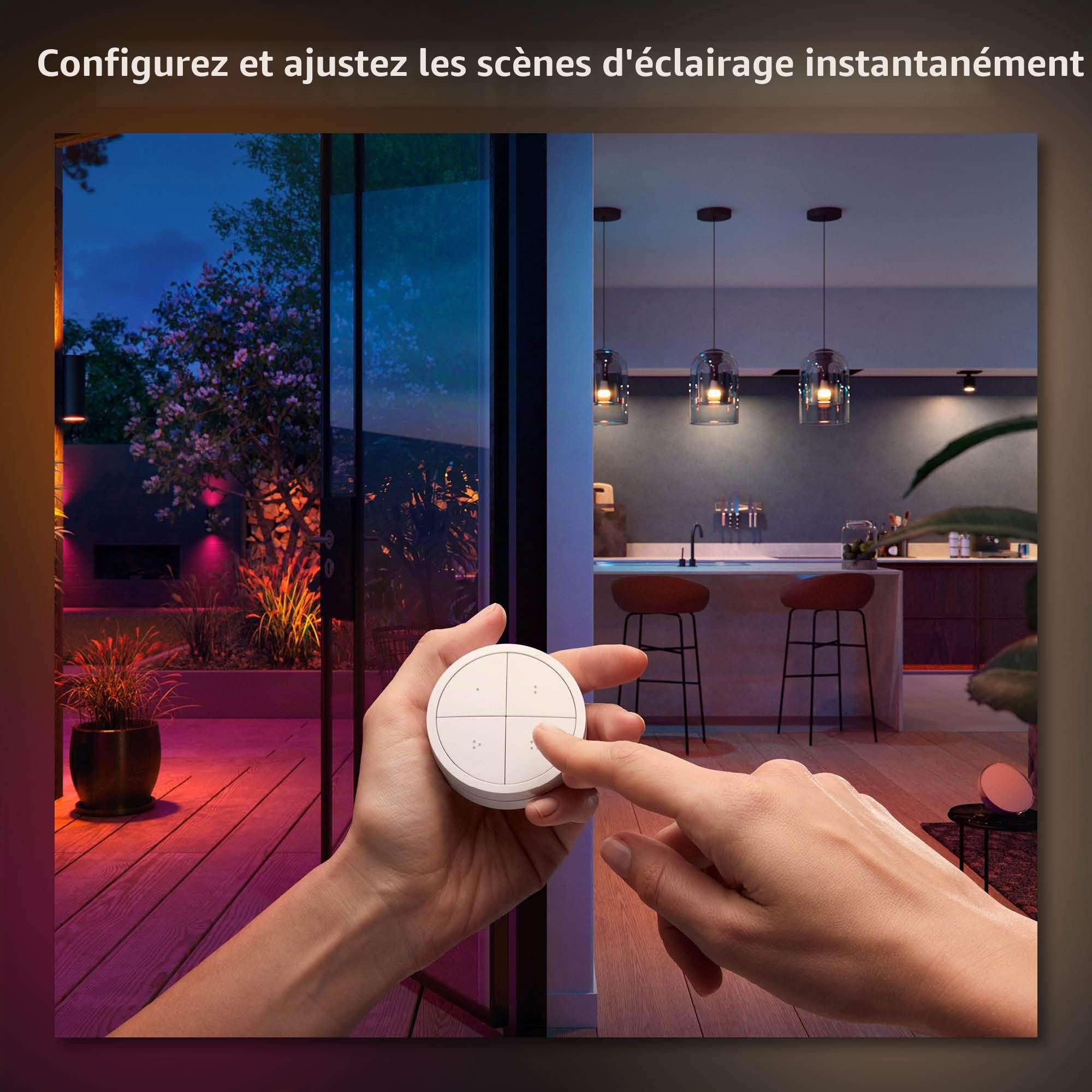Philips Hue bouton télécommande Tap Dial Switch, blanc, permet le contrôle de plusieurs pièces ou une zone+Philips Hue White and Color Ambiance, ampoule LED connectées GU10 4.3W Bluetooth