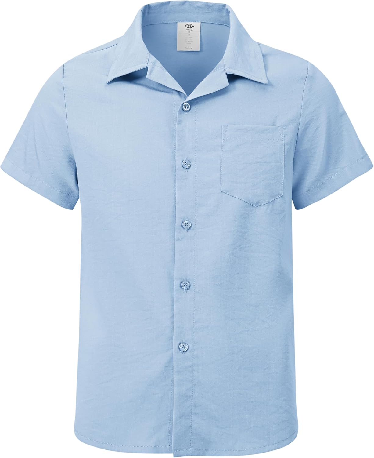 MoFiz Boy's Short 2 Pieces Set Casual Beach Outfits Button Down Shirts Shorts Vacation Texture Sets Kids 6-16 Years - Image 3