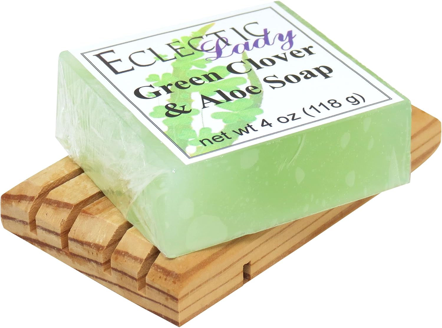 Green Clover And Aloe Glycerin Soap by Eclectic Lady, 4 oz Bar