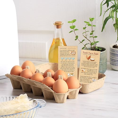 Miniatura 4 de Tarjetas de instrucciones de manejo de huevos de Fresh Farm, 2 x 3.5 pulgadas, diseño de tarjetas de etiquetas a granel para cestas de cartón,