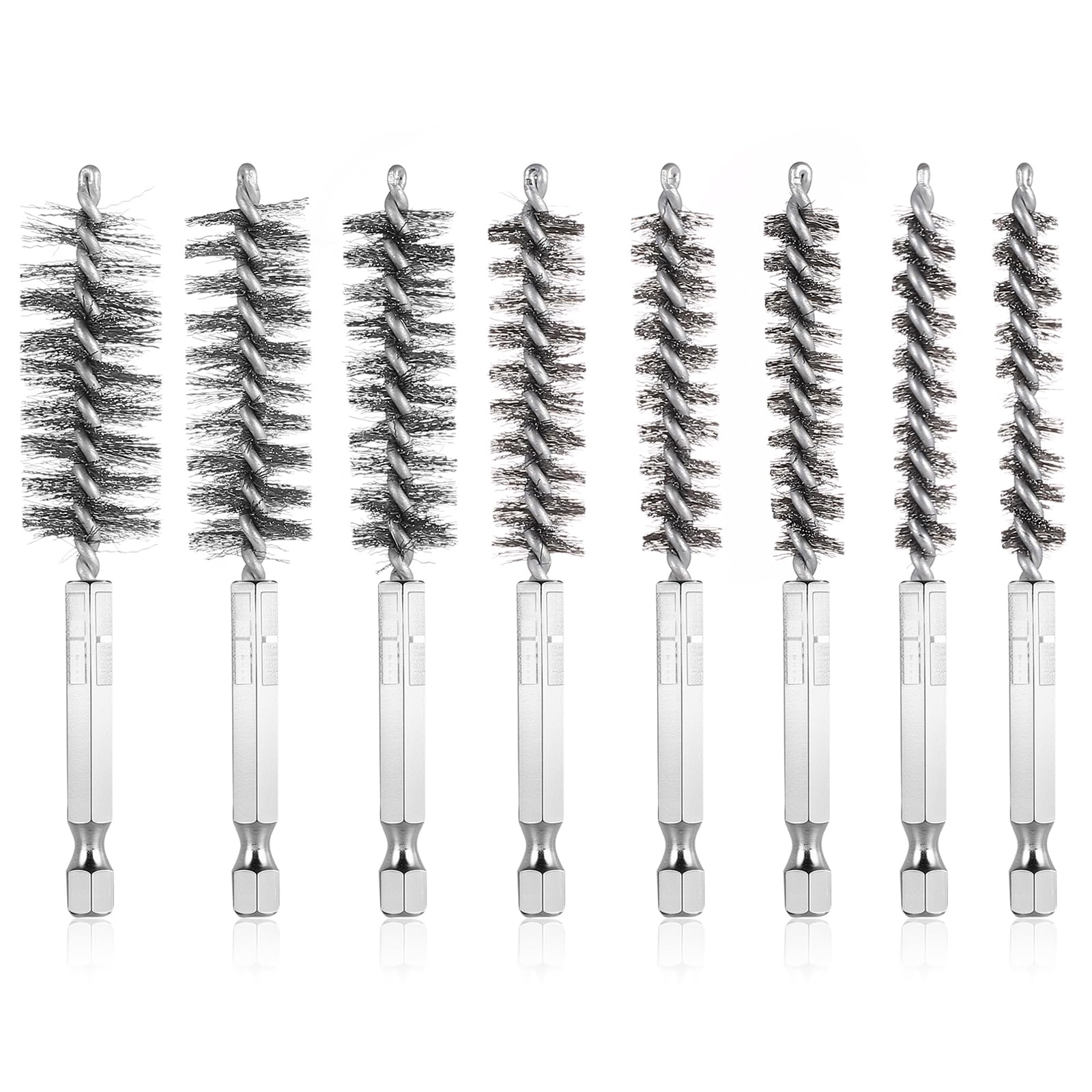 8pcs Cepillo de Alambre para Taladro, 8-19mm Cepillo Metálico Cilíndrico de Cobre de Tubo,Cepillos Metálico para Taladro,Cepillos de Cerdas de Alambre de Acero Inoxidable para Limpieza Lijar Pulido