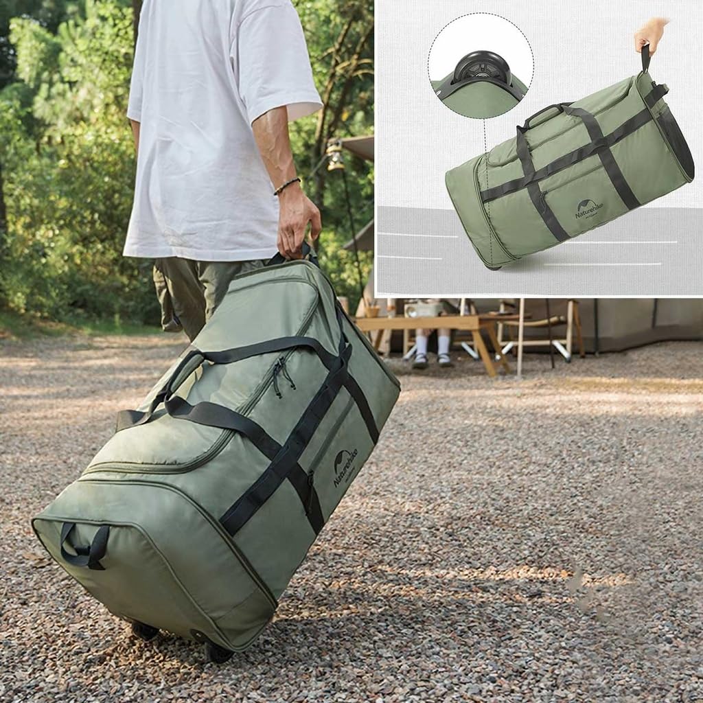 Naturehike スポーツキャンプ用車輪付きキャリーバッグ 2輪 88L 折畳式 携帯便利 コンパクト 手提げ 肩掛け 男女兼用 修学旅行 引っ越し 買い物 衣類収納多機能ご利用(グリーン) Amazon | Naturehike スポーツキャンプ用車輪付きキャリーバッグ 2輪