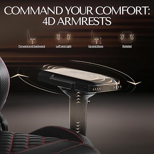 Miniatura 6 de Dowinx Silla de juegos grande y alta, sillas de videojuegos con reposapiés, sillas de PC para jugadores de PC para adultos, silla reclinable Negro