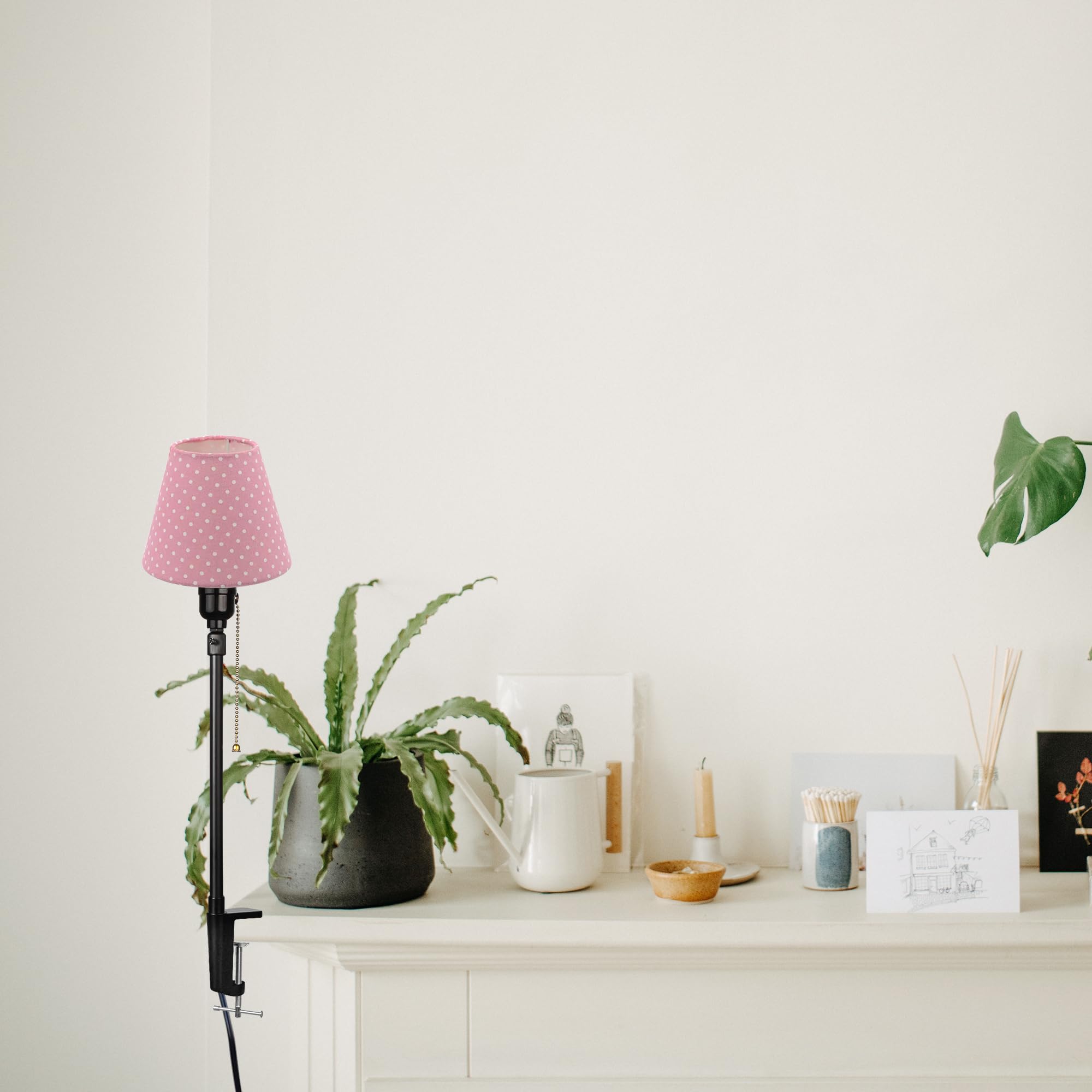 Wiederaufladbar Klemmleuchte mit Fernbedienung, Einstellbare Höhe Clip auf Schreibtisch Leselampe,Rosa Dimmbar Clamp Nachttischlampe mit Flexarm für Schreibtisch Nachttisch - DZ0031