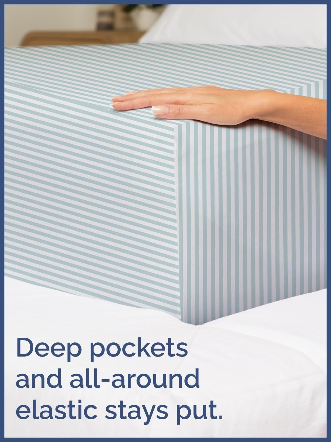 Kids Green Pinstripes Queen 4 Piece Sheet Set - Boys, Girls, Teens, Toddler - Easy Fit Deep Pockets - Breathable, Hotel Quality Sheets - Machine Washable - Wrinkle Free - Cute, Cozy, Soft - CGK Linens - Image 6