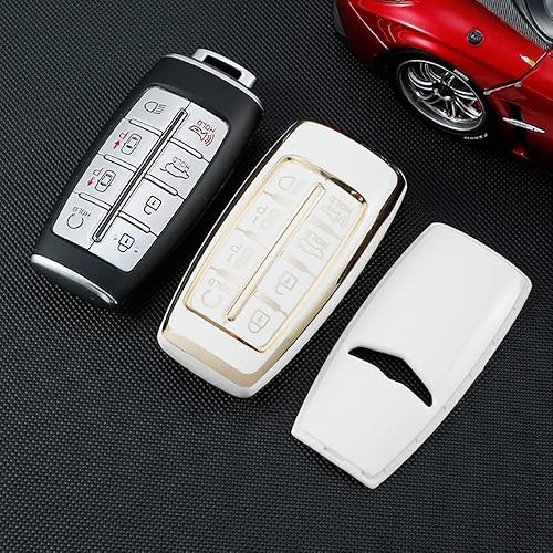 Miniatura 3 de ontto Funda inteligente para llavero con llavero de protección completa suave para Hyundai Genesis, Beige