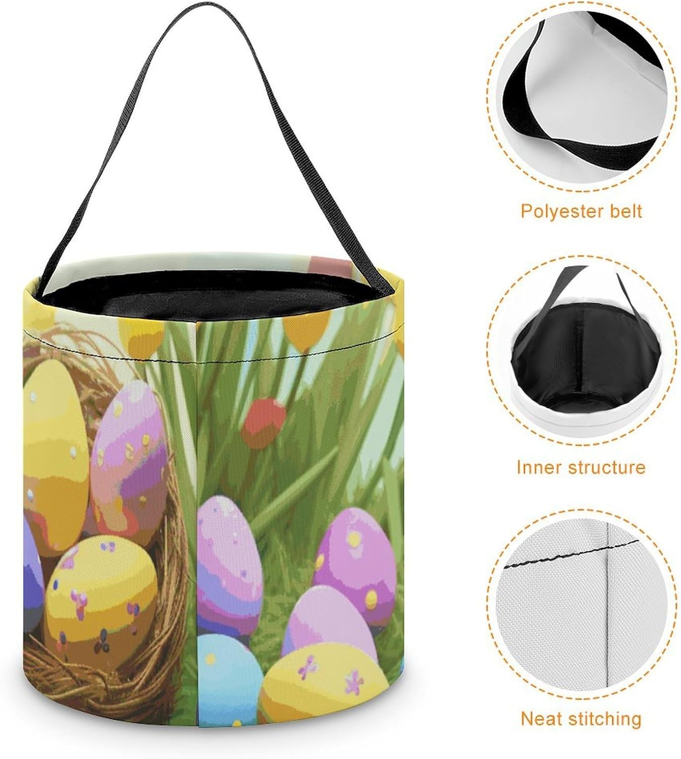 Portable April Easter Halloween Candy Bucket with Handle image 4