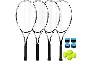 4 Pack Tennis Rackets for Adults - Recreational 4 Players Pre-Strung