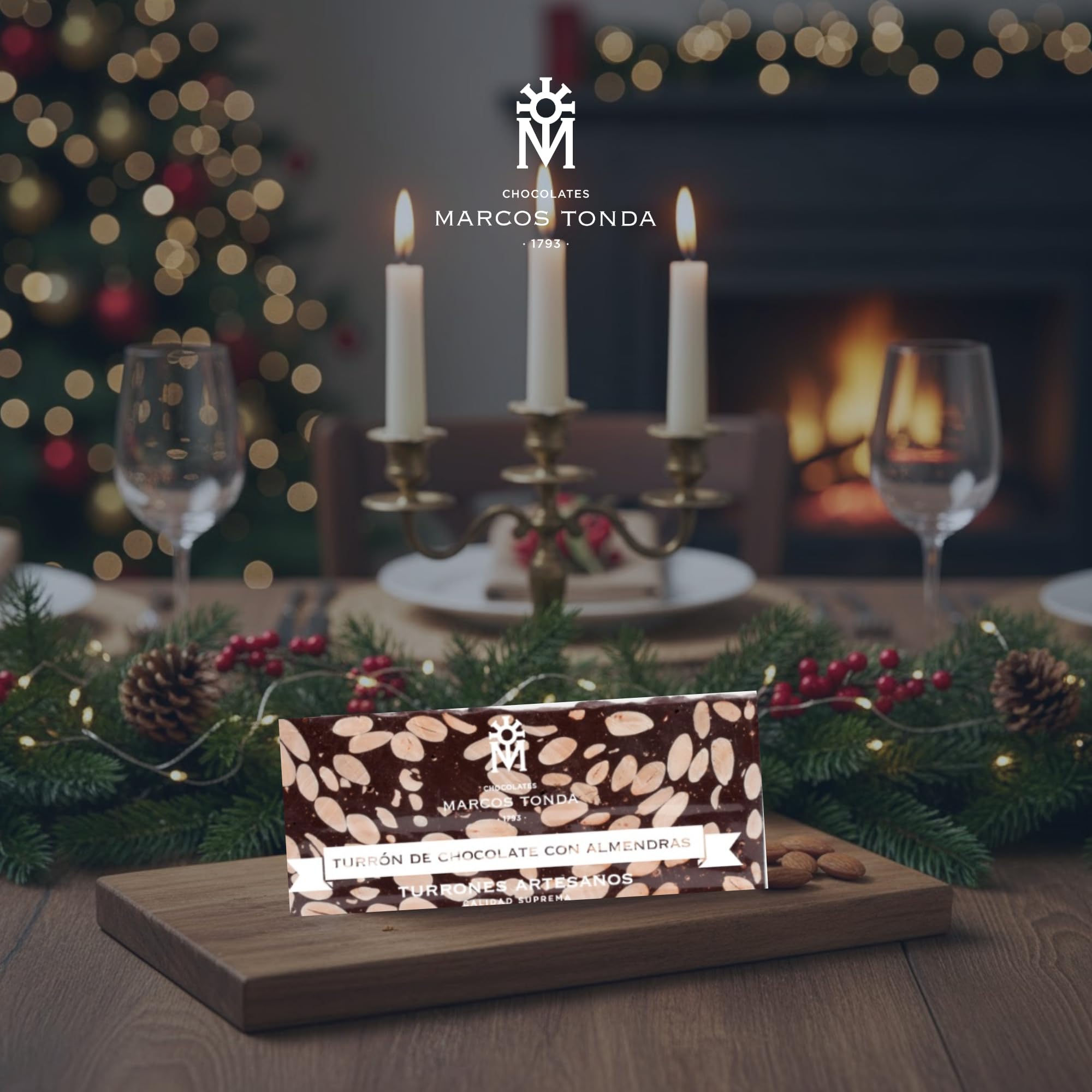 Chocolates Marcos Tonda - Pack De 5 Turron De Chocolate Con Leche Y Almendras | Turron Duro Con Chocolate Con Almendras | Caja De Chocolates Para Regalar | Chocolat Originales Para Regalar