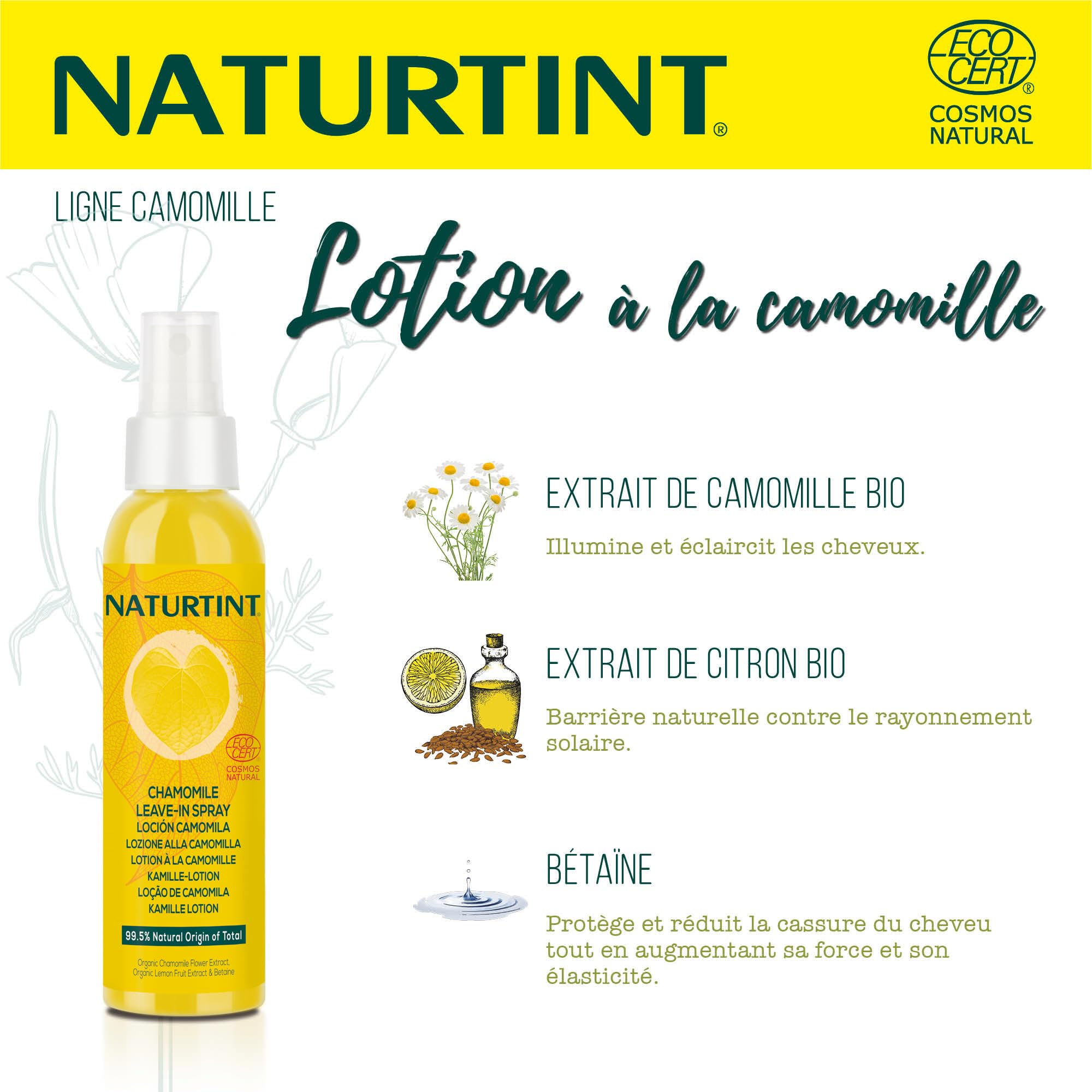 Naturtint | Loción de Camomila | Aclara el Cabello | Reflejos Dorados | Protector Solar Cabello | ECOCERT | 99,5% Ingredientes naturales, 125ml" del ASIN "B0CVQQ9ZJ2
