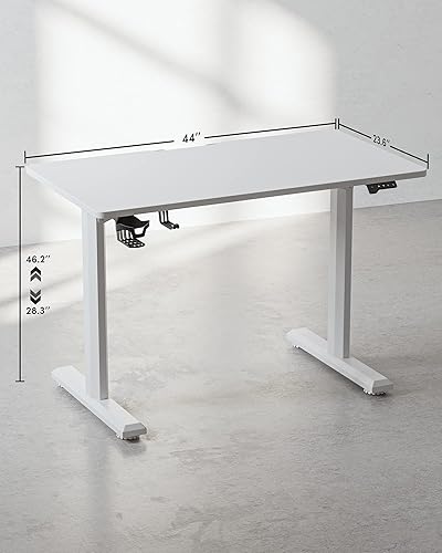 Miniatura 5 de Cubiker Escritorio de pie de 44 x 24 pulgadas, mesa eléctrica de oficina en casa ajustable de altura, escritorio de pie con tablero de empalme,