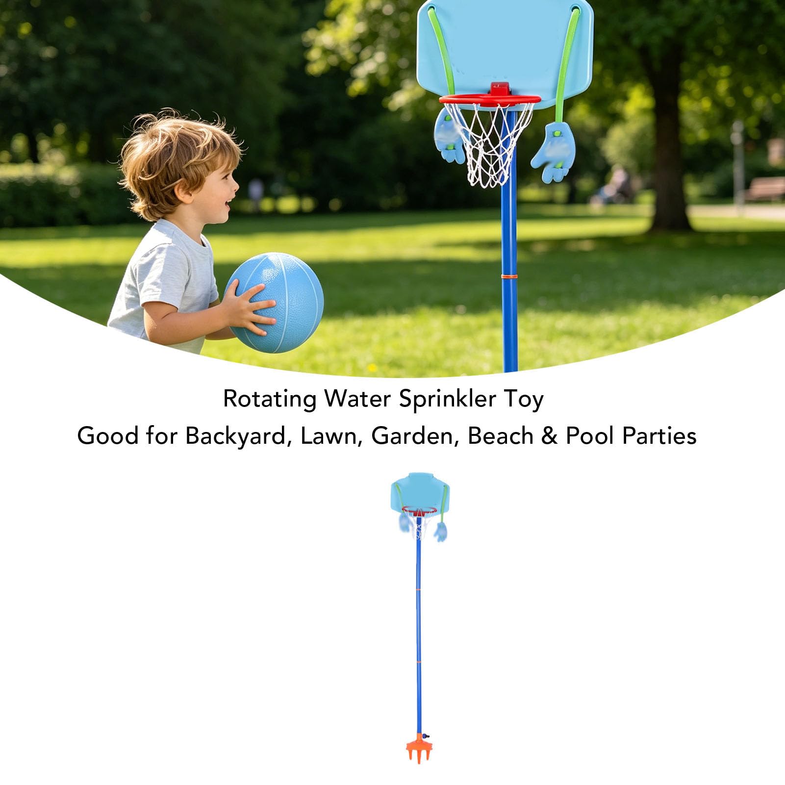 Garsent Giochi all'aperto per Bambini, Spruzzatore d'acqua, Spruzzatore Rotante, Giocattolo, per il Cortile, il Giardino, il Tabellone da Basket, Divertimento Estivo, Risparmio Idrico, Spegnimento