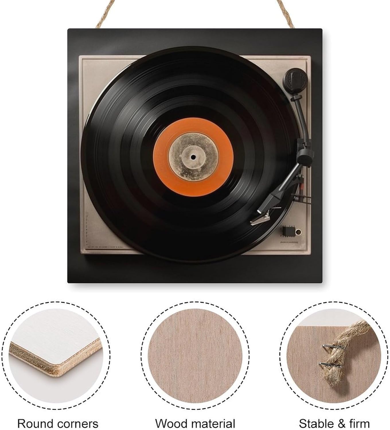 Wall Art Decor Vintage Vinyl Record Fun Wooden Walls Hanging Picture Sturdy Farmhouse Walls Hanging Vintage Framed Wall Prints for Living Room Bathroom Bedroom 11.8in image 3